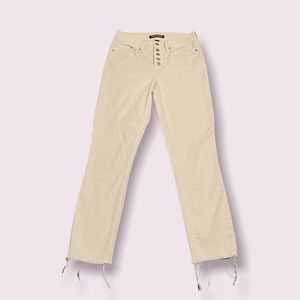 Calvin Klein High Rise Raw Hem Ankle Skinny Jeans WHITE Button Fly
